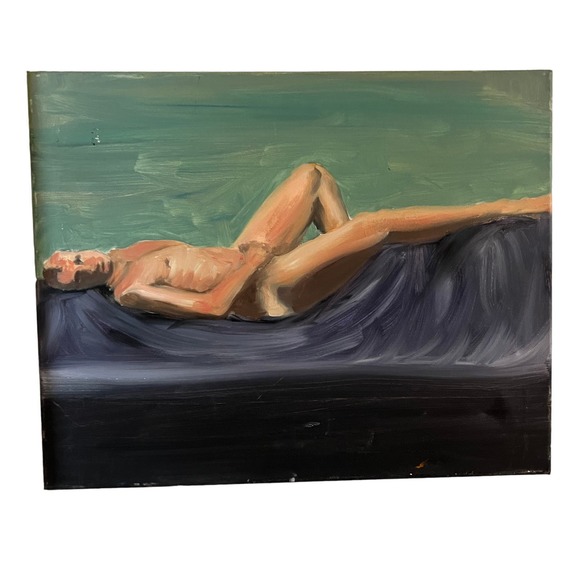 Original Painting Reclining Male Nude Man One of A Kind Original Art